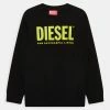 Diesel TJUSTLOGO UNISEX - Long Sleeved Top - Black Bright Yellow Print