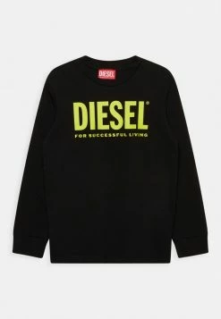 Diesel TJUSTLOGO UNISEX - Long Sleeved Top - Black Bright Yellow Print