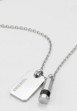 Diesel DOUBLE PENDANT - Necklace - Silver-coloured -Diesel shop 2d3a991881314fe88b1521f053869b96