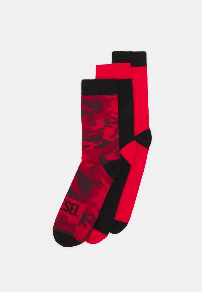 Diesel SKM-RAY-THREEPACK 3 PACK - Socks - Red/black 1 Diesel SKM-RAY-THREEPACK 3 PACK - Socks - Red/black