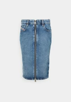 Diesel PENCIL ZIP - Denim Skirt - Denim Mid Blue