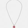 Diesel LOGO DOG TAG - Necklace - Silver-coloured/ Red