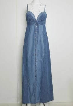 Diesel DE-ARYA - Maxi Dress - Denim Blue -Diesel shop 672ce53247424dd68331c2dab96031fd