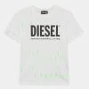 Diesel TIFTY TYE DYE UNISEX - Print T-shirt - White/neon Green