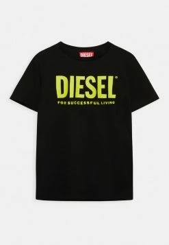 Diesel JUST LOGO UNISEX - Print T-shirt - Black Bright Yellow