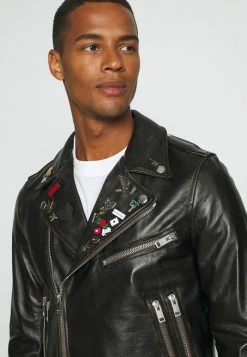 Diesel L-GARRETT-NEW - Leather Jacket - Black -Diesel shop 9a93bd6bb734497999ec100e1f2eda96