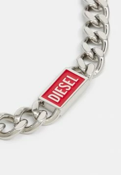 Diesel LOGO CHAIN BRACELET - Bracelet - Silver-coloured/red -Diesel shop a07f26826cf04ca2853e34994f229abb