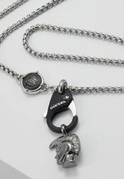 Diesel SINGLE PENDANT - Necklace - Black/silver-coloured -Diesel shop a3292efb356a4ac9828300be58dbd05f