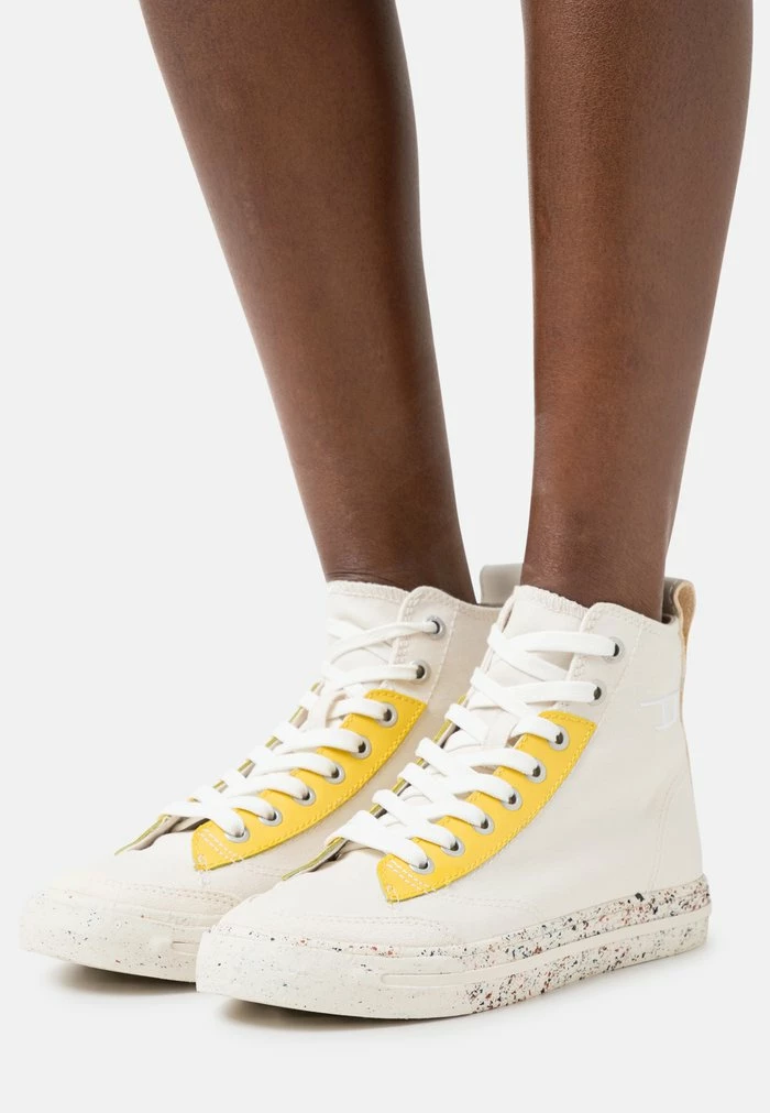 Diesel S-ATHOS MID - High-top Trainers - White/yellow 1 Diesel S-ATHOS MID - High-top Trainers - White/yellow
