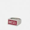 Diesel LOGO RING - Ring - Silver-coloured/red