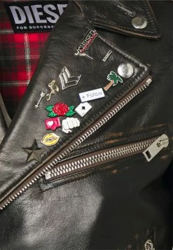 Diesel L-GARRETT-NEW - Leather Jacket - Black -Diesel shop ef6bec52bf194df380505b0a3161f2db